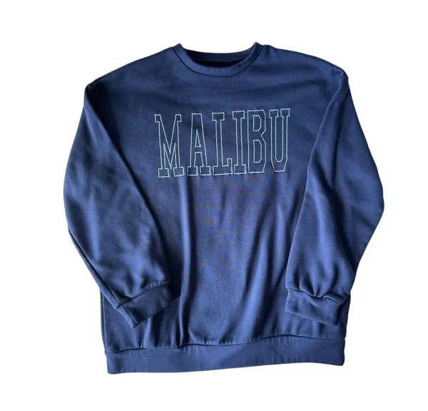 Malibu California Sweatshirt Navy Blue Crewneck Pullover Women’s Size L Fleece - Image 2