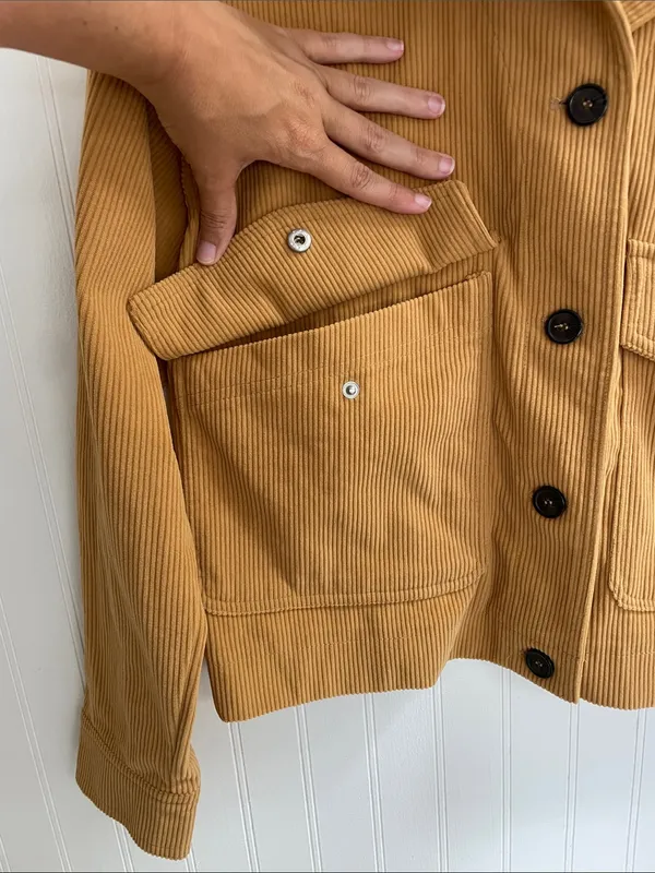 AVEC LES FILLES Relaxed Corduroy Flap Pocket Jacket Shacket Size S NWT - Image 4