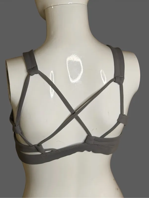 aerie Grey 'JUST CHILL' High-Neck Sports Bralette - Image 7