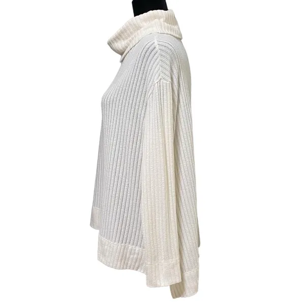 Maeve Anthropologie Vanna Sweater Size Small Cream Ribbed Cowl Neck Cozy Knit - Image 4