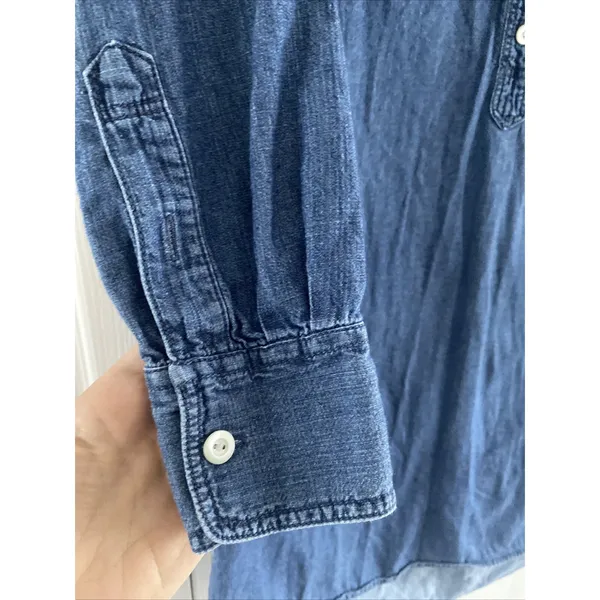 J.Crew Chambray Popover Shirt Dress Womens Size 0 Blue Denim Mini Cotton Classic - Image 4
