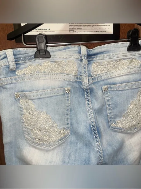 Reba Bedazzled Light Blue Women’s Straight Jeans - Sz 12 - Image 3