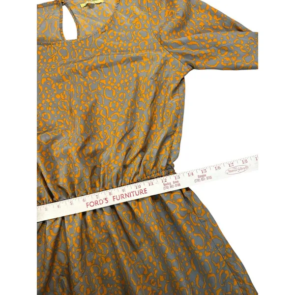 Gianni Bini Animal Print Ruffle Hem Mini Dress Orange Gray Long‎ Sleeve Medium - Image 9