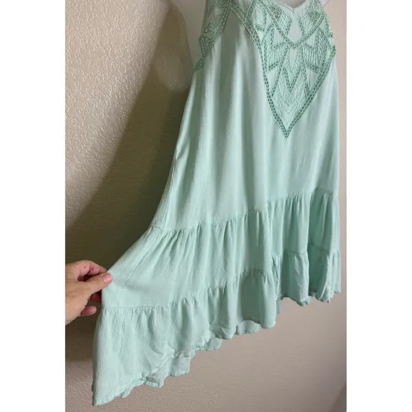 Umgee Womens Medium Top Tunic Mint Green Crochet Lace‎ Tiered Boho Festival - Image 9