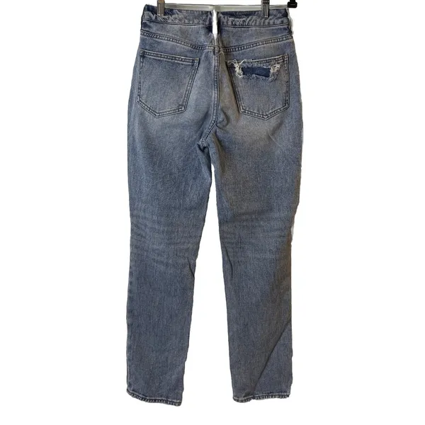 PacSun Womens 25 Blue Mom Jean‎ Thrashed High Waisted Straight Leg Denim Preppy - Image 2
