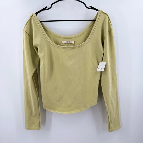 We The Free x Free People Size Large Can't Let Go Shirt Snakeskin Moss NWT Top - Image 11