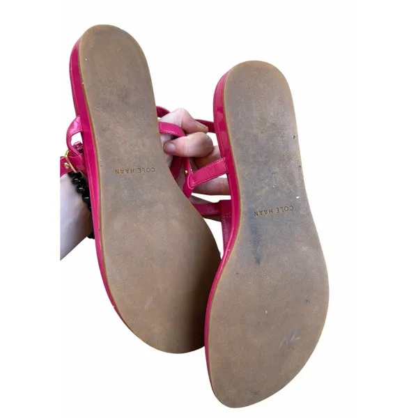 Cole Haan patent sandal Boardwalk Thong Electra pink raspberry Summer Flip Flop - Image 9