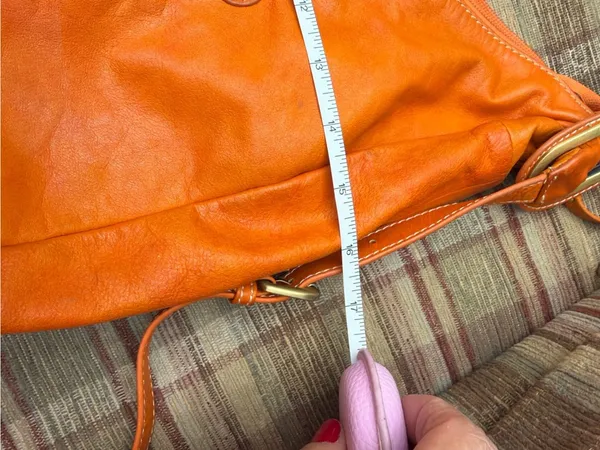 Spiral Orange Leather Hobo Shoulder Bag - Image 10