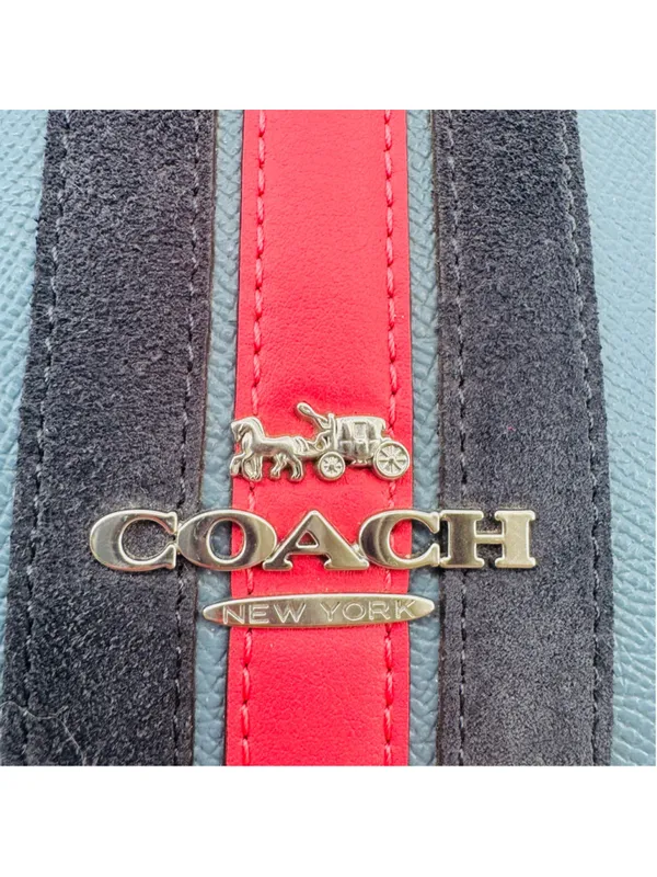 Coach CB872 Jordyn Backpack Crossgrain Leather Varsity Stripe Indigo - Image 13