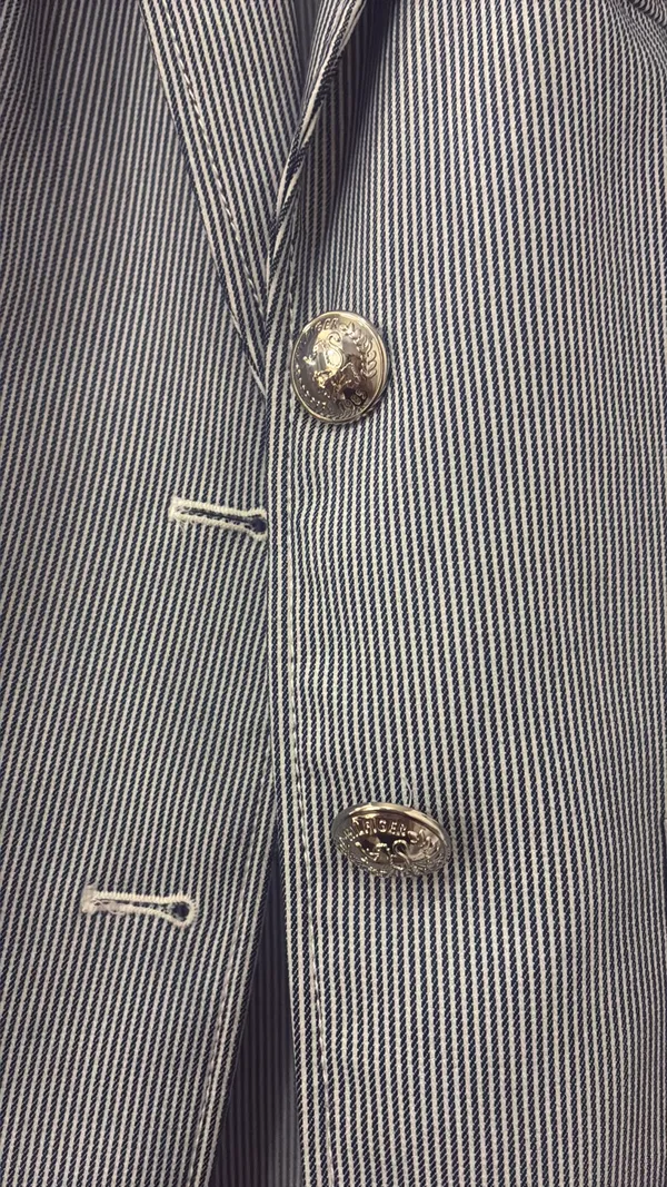 Blue Pinstripe Tommy Hilfiger White Cotton Jacket Blazer - Image 3