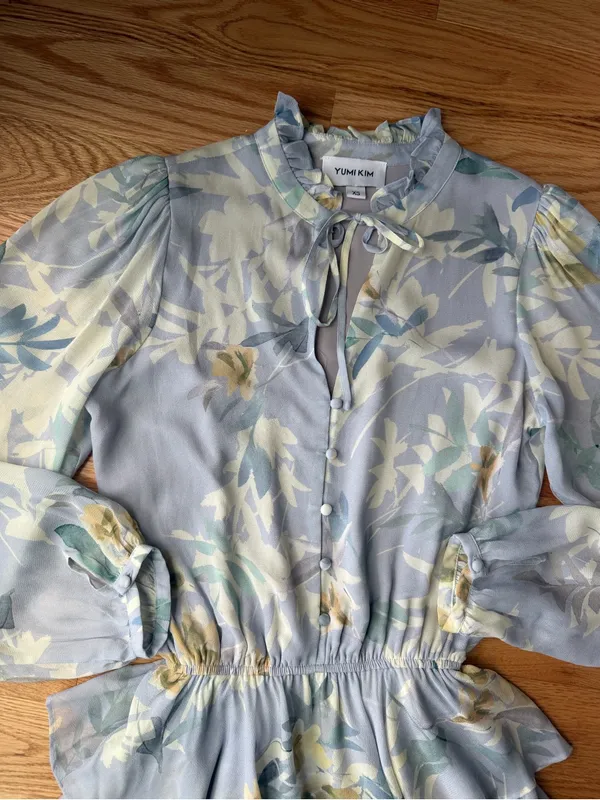 Yumi Kim Love Always Blue Floral Ruffle Mini Dress XS Revolve - Image 9