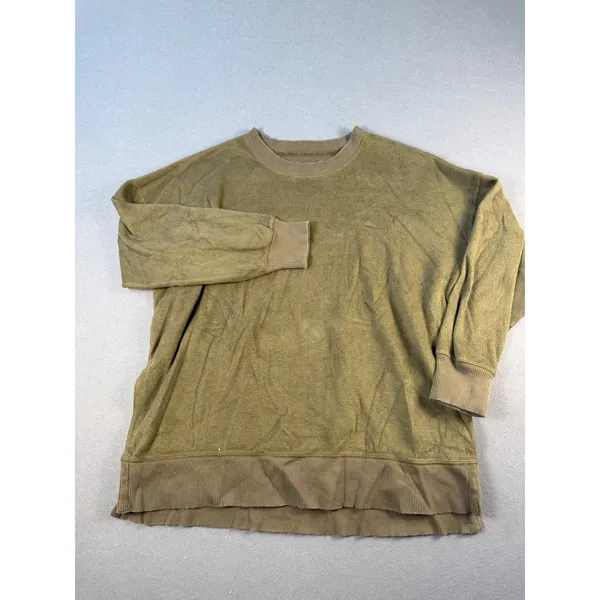 Aerie Womens Oversized Crewneck Sweatshirt Olive Green Textured Fleece M - Image 2