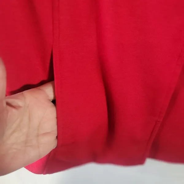 Sandro Sportswear Red Button Up Jacket Split Cowl Statement Collar Lined Size XL - Image 7
