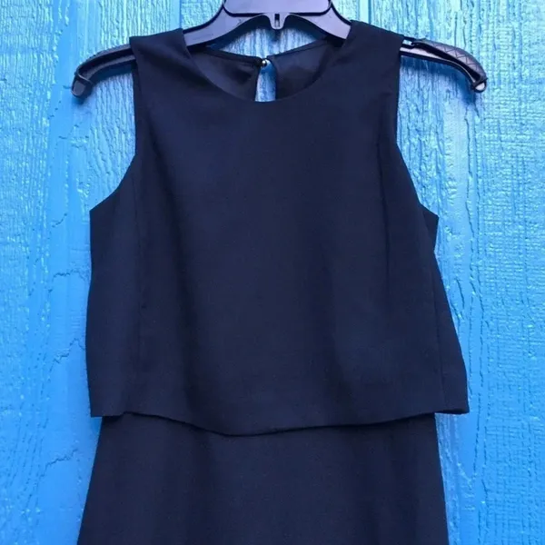 Banana Republic Black Ruffle Top Sleeveless Little Black Dress Size 0P v6x - Image 2