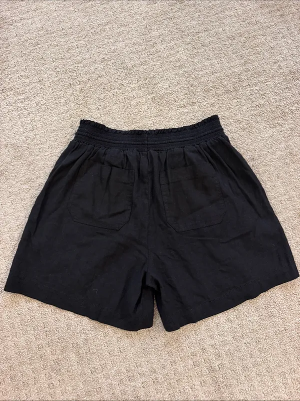 Briggs New York Black Linen Blend Pull On Drawstring Shorts - Medium Preppy - Image 6
