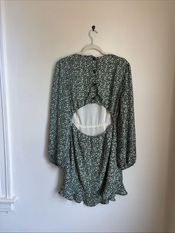 Lulu’s Blooming Darlin' Green Floral Print Ruffled Mini Dress - Image 4
