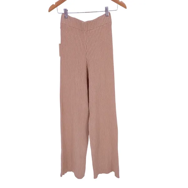 Sincerely Jules Ribbed Knit Pants Womens Large Pink Wide Leg Lounge Cozy NWT - Image 2