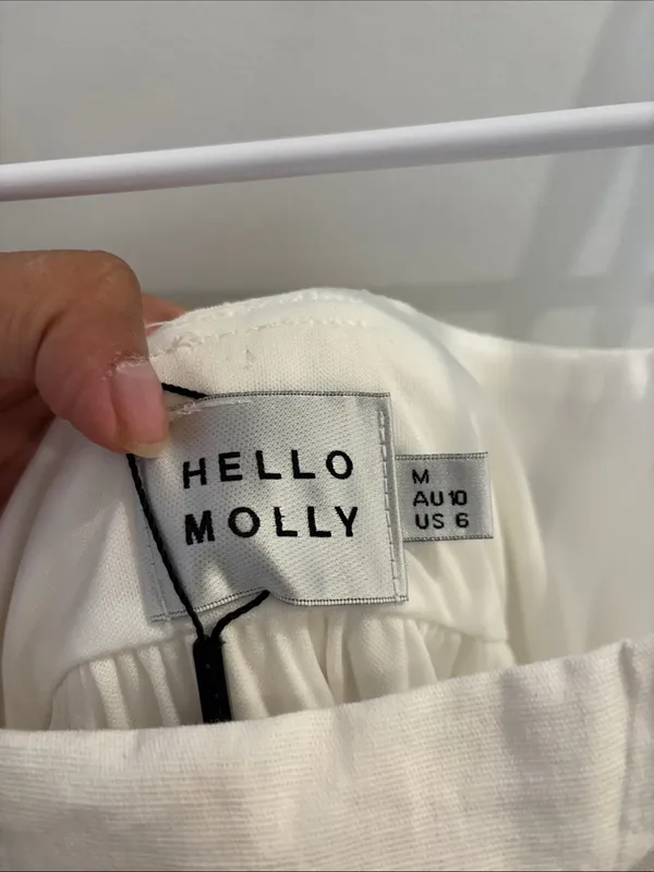 NWT Hello Molly White Cotton Mini Dress Tie Back Sundress Size 6 M - Image 2