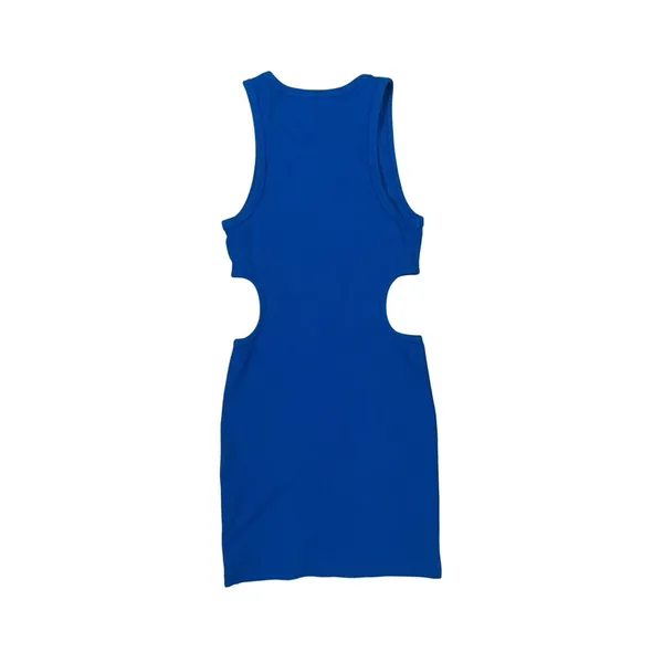 Zara M Blue Ribbed Cutout Midi Dress Bodycon Y2K Going Out Vacation Trendy - Image 2