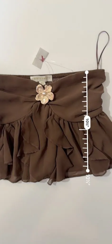 Floral Fairycore Brown Ruffle Hem Cropped Camisole Strapless Tube Top - Image 5