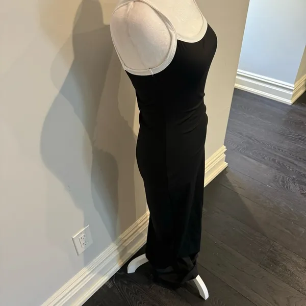 White Fox Black Maxi Dress White Straps - Image 3