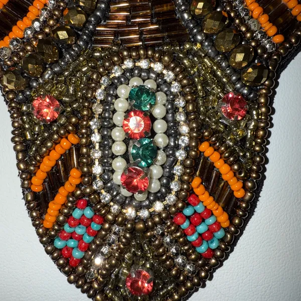 Vintage Beaded Bib‎ Necklace Tribal Boho Multicolor Statement Jewelry Ethnic - Image 2
