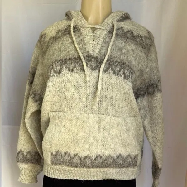 Vintage STOBI Knit Fleece Denmark Nordic Sweater cream Size S Pullover 100% wool - Image 2