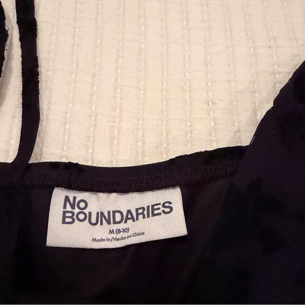 No Boundaries Y2K Black Lace Mesh Lettuce Trim Floral Velvet Women's Cami Size M - Image 7