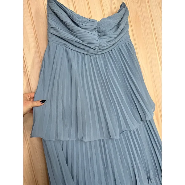 NWT Lulus Seriously Sensational Light Blue Strapless Tiered Maxi Dress Gala Sz L - Image 5