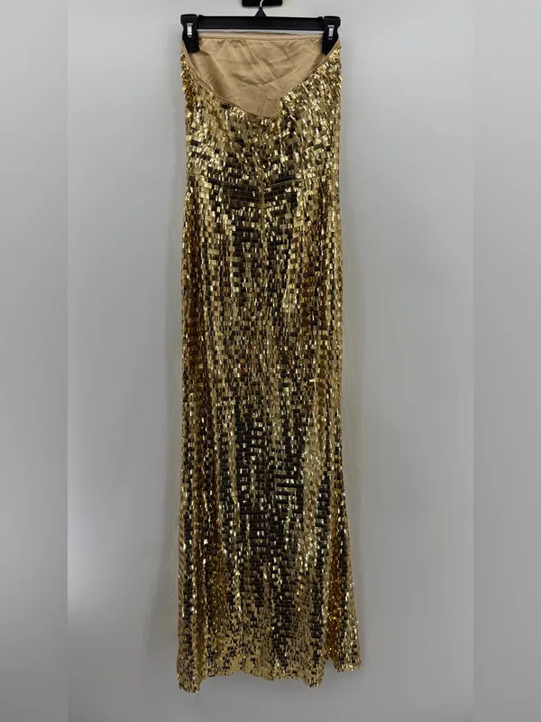 Simon Miller Sculpty Strapless Sequin Maxi Dress Gold - Image 6