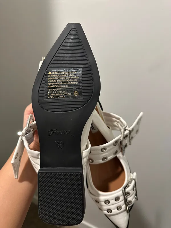 White Buckle Shoes Size 6.5 - Image 4