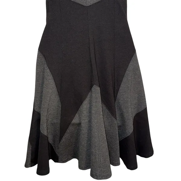 HALE BOB‎ Sleeveless V Neck Fit and Flare Dress Panel Blocked Black & Gray EUC S - Image 6