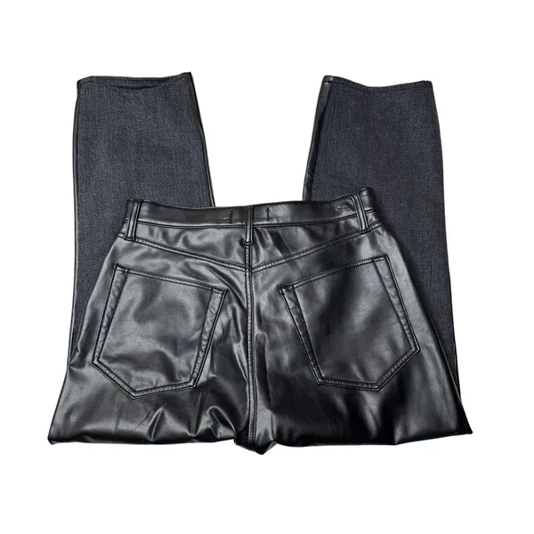 Abercrombie Curve Love Black Faux Leather Ankle Straight Jeans 31 12S - Image 4