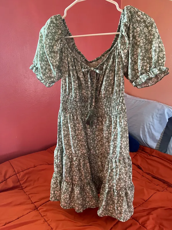 Indulge Sage Green Floral Mini Dress - Image 8