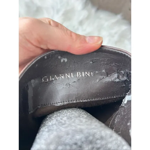 Gianni Bini brown high boots size small leather exterior - Image 6