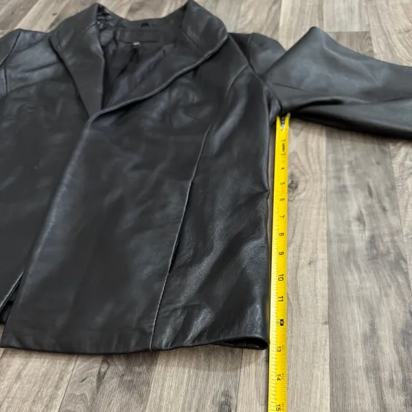 Vintage Jaclyn Smith retro y2k black Leather Blazer Jacket - Image 5