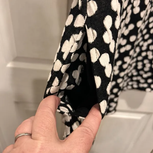 Deletta Anthropologie Polka Dot Textured Tunic Dress Black‎ White Puff Sleeve S - Image 6