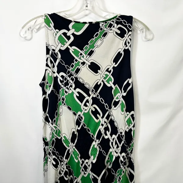 Tory Burch Small Dress Shift Chain Print‎ Silk Sleeveless Beach Vacation 206 - Image 6