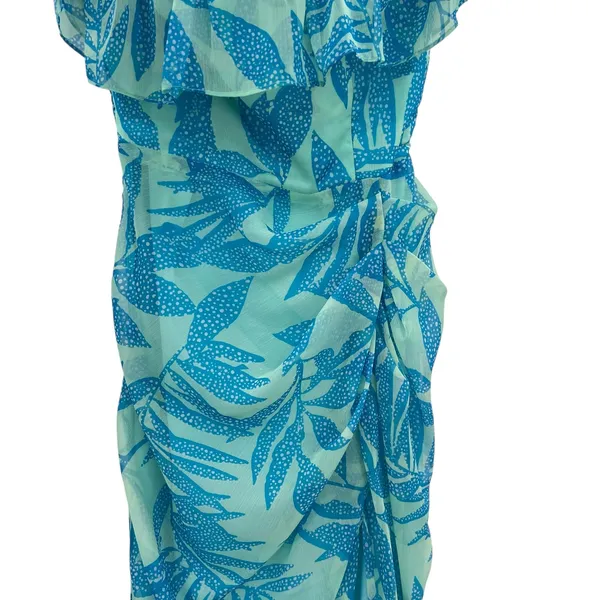 Amanda Uprichard Rosalinda Off-Shoulder Dress Tropical‎ Print Green Blue Size XS - Image 5