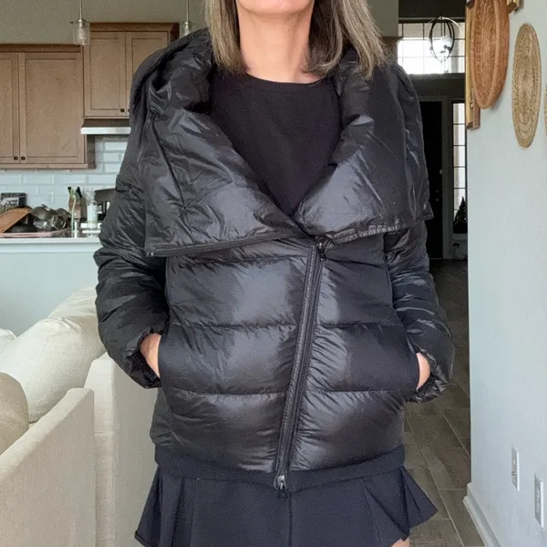 Nike Black Down Cowl Neck Hooded Jacket Size Small - Image 2