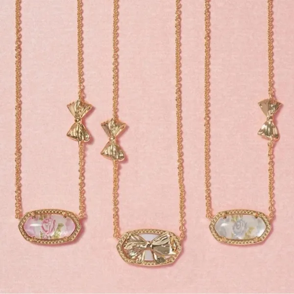 NEW Loveshackfancy X Kendra Scott Elisa Pink Bloom Floral Bow Necklace Heirloom - Image 11