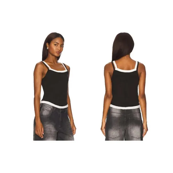 We The Free Twofer Free People Black White Layered Cami Tank Top OB2187897 Large - Image 2