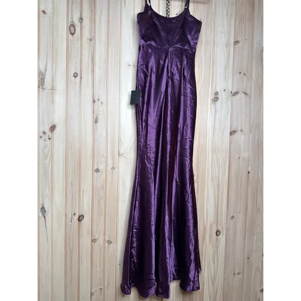 NWT Lulus Make You Shine Dark Purple Satin Mermaid Maxi Dress Holiday Gala Sz XS - Image 6