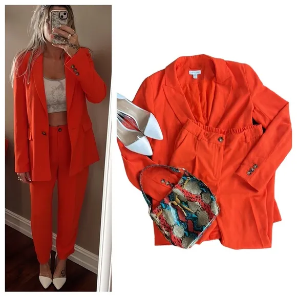 Top Shop orange ankle pant suit - Image 2