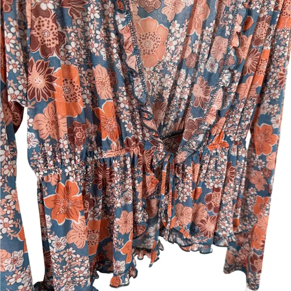 Tilly’s Full Tilt Y2K Beachy Boho Lightweight Mesh Floral Front Tie Flyaway XL - Image 9