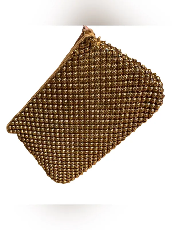 Vintage Whiting & Davis Gold Metal Mesh Dot Change Purse - Image 2