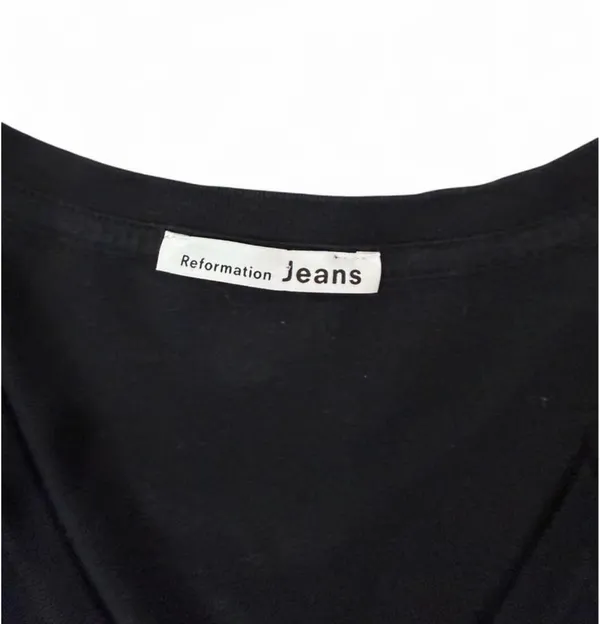 Reformation Organic Cotton Black V-Neck S - Image 6