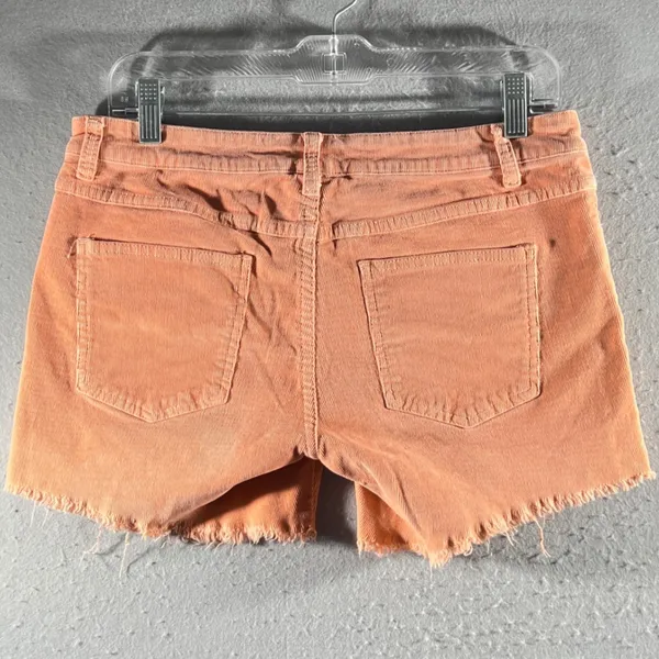1027 | Billabong Corduroy Raw Hem Cutoff Indie Sleeze Shorts Orange Womens‎ 7 - Image 2