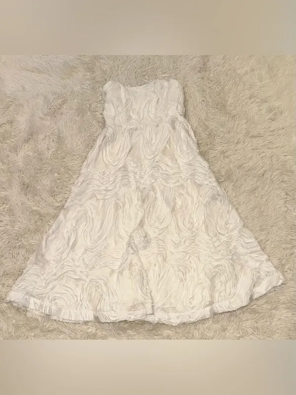 NEW Elliatt Asha 3-D Lace Strapless midi white dress sz XXL - Image 5