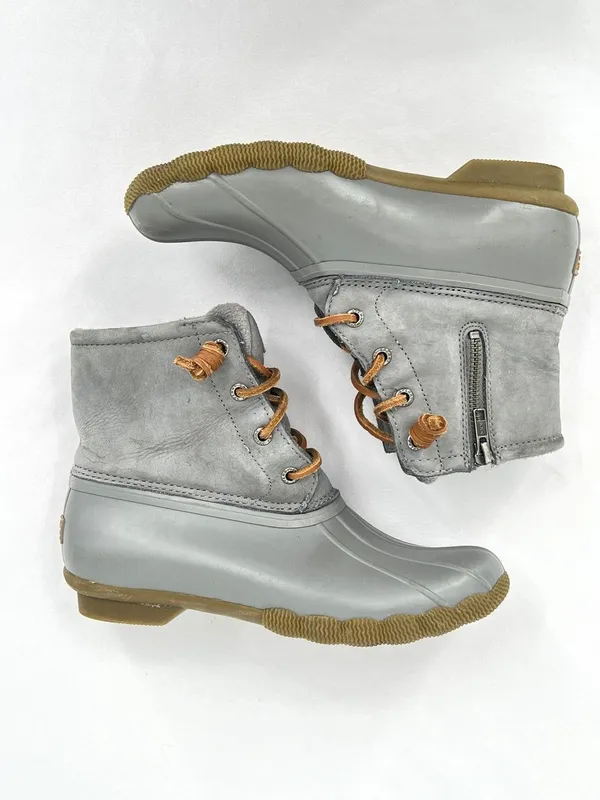 Sperry Saltwater Mainsail Leather Duck Boots Gray Size 6.5 - Image 4